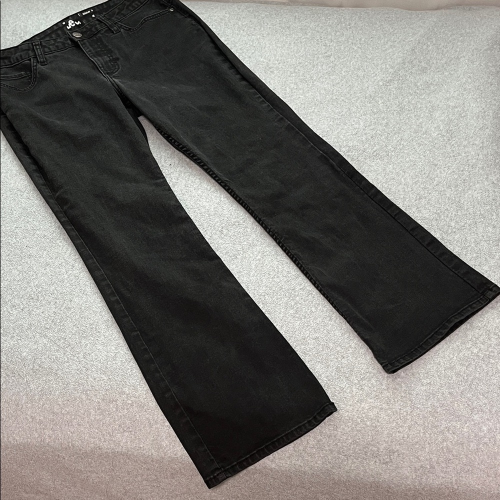 Womens Lee Black Bootcut Jeans 10 Petite Stretch Denim High Rise Western